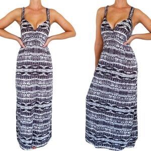 Pink Republic black white tribal tie dye strappy surplice maxi dress size medium